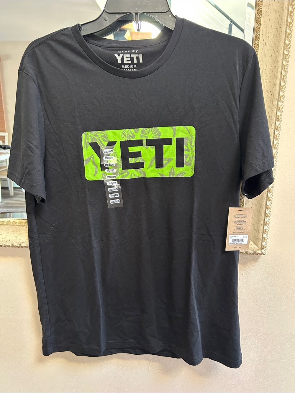 YETI Black Short-Sleeve Tee with Lime Green Logo